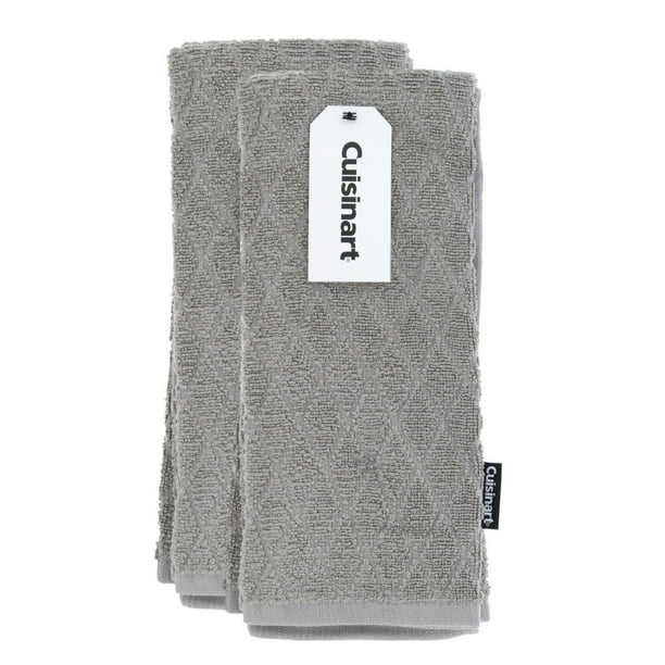 Absorbent Drizzle Grey Cuisinart Bamboo Dish Towel Set-Kitchen and Hand Towels for Drying Dishes / Hands Soft and Anti-Microbial-Premium Bamboo / Cotton Blend 16 x 26 Bark-Effect Design 2 Pack
